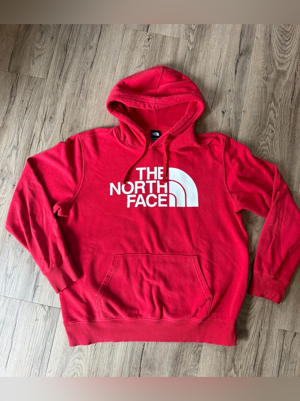 The North Face Men's L Red Logo Hoodie Pullover Sweatshirt